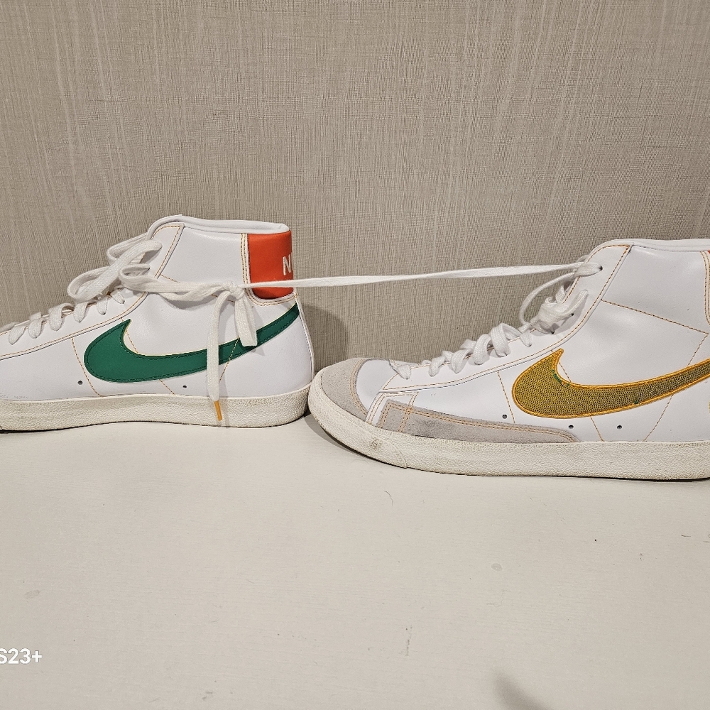 Men Nike Blazer Roswell Rayguns Sneakers Size 12 With Green & Yellow Nike Checks